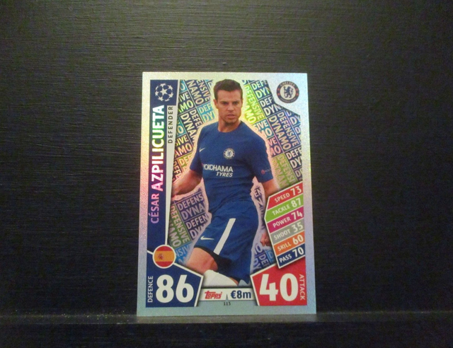Cesar Azpilicueta - UEFA Champions League Match Attax 2017/18 Original Trading Card #113