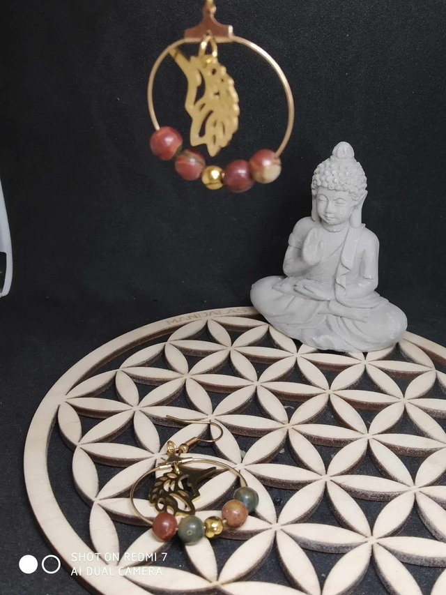 Boucles d'oreilles licornes jaspe picasso 