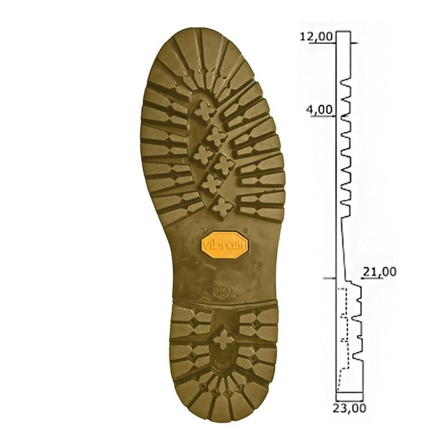 Vibram 1132 Montagna Unit.     Its firm hardness value is a key factor for crampons compatibility for use on snowy and icy terrain. 