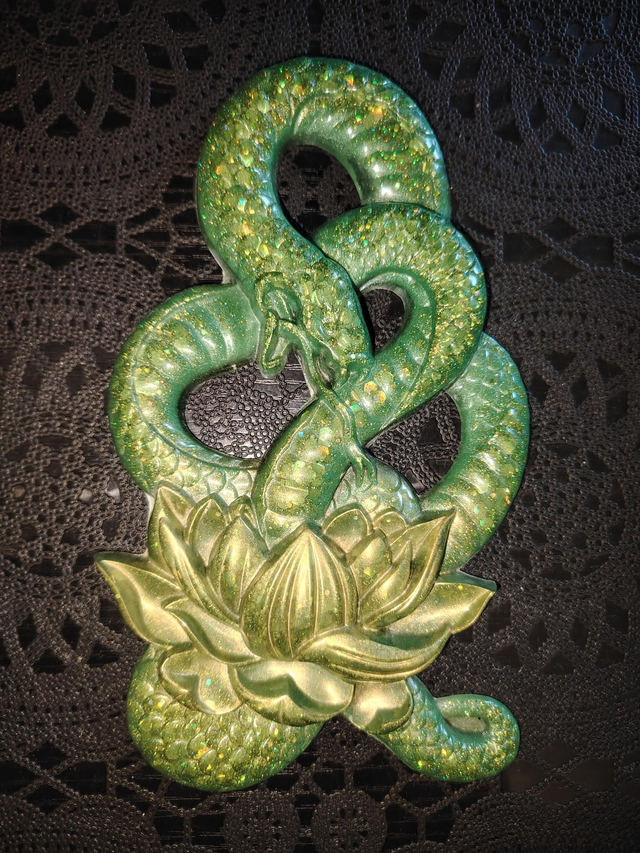 Déco murale Serpent lotus vert