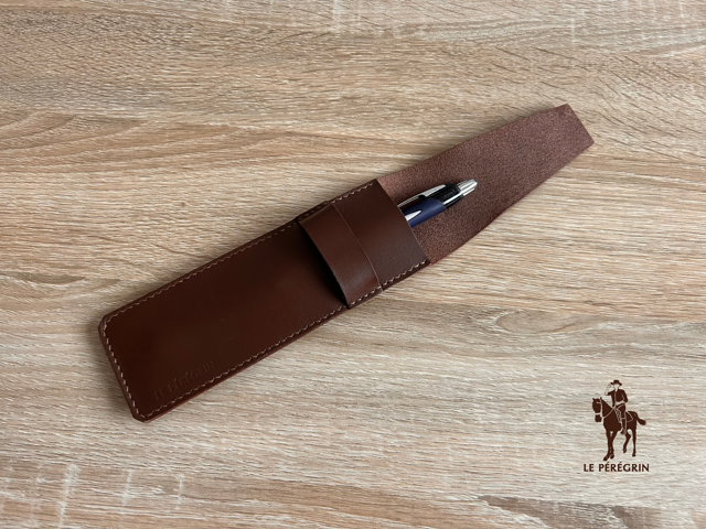 Étui à stylos - Coloris « Chocolat » - Fabriqué à la main en France