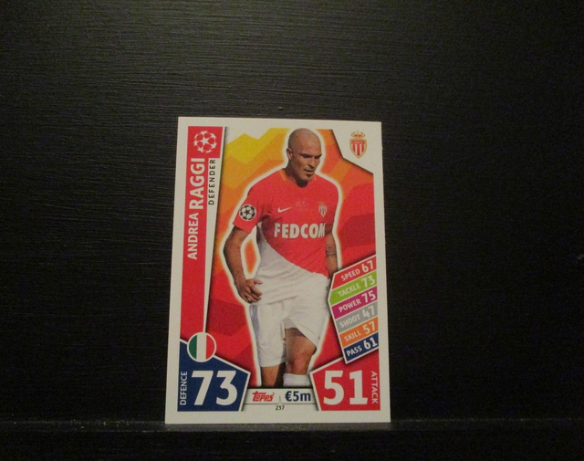 Andrea Raggi - UEFA Champions League Match Attax 2017/18 Original Trading Card #237