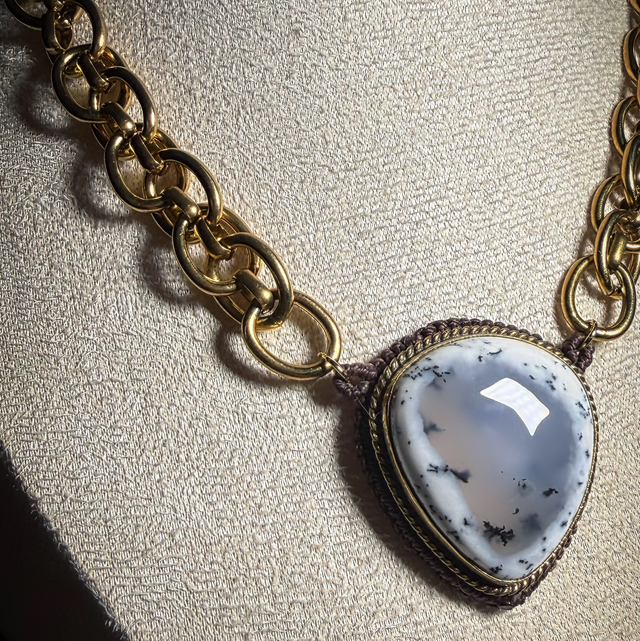 Collier IMPÉRATRICE pierre d’agate dendritique