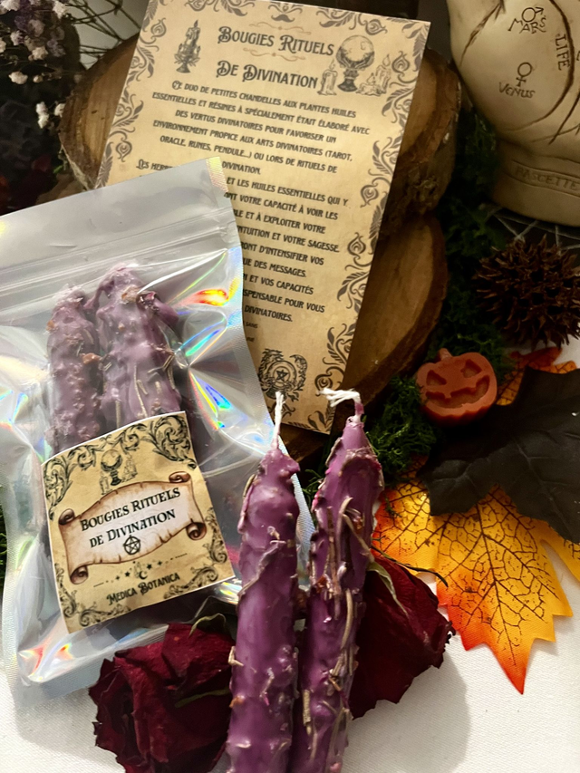 Lot de 2 Bougies rituelles, bougies de Divination roulées à la main