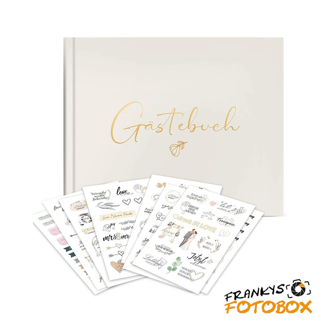Hochzeit Gästebuch + 155 Sticker Hochzeit (weiss)