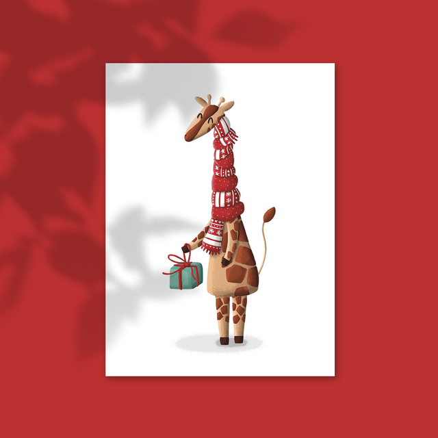 Noël - Girafe - 10 x 15 cm