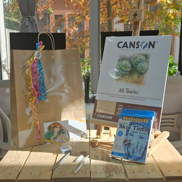 Assortiment portrait aux crayons pastel