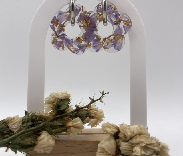 Boucles d'oreilles Limoniums violet 