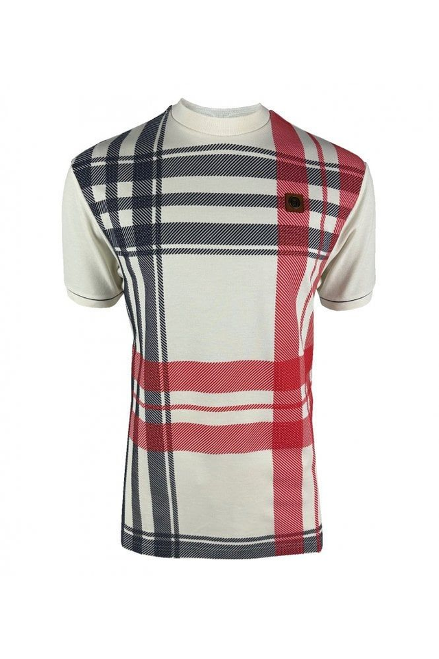 Trojan TR-8882 Oversize Check Panel Tee - Ecru
