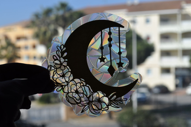 Attrape Soleil Statique -Lune Fleurie - Suncatcher