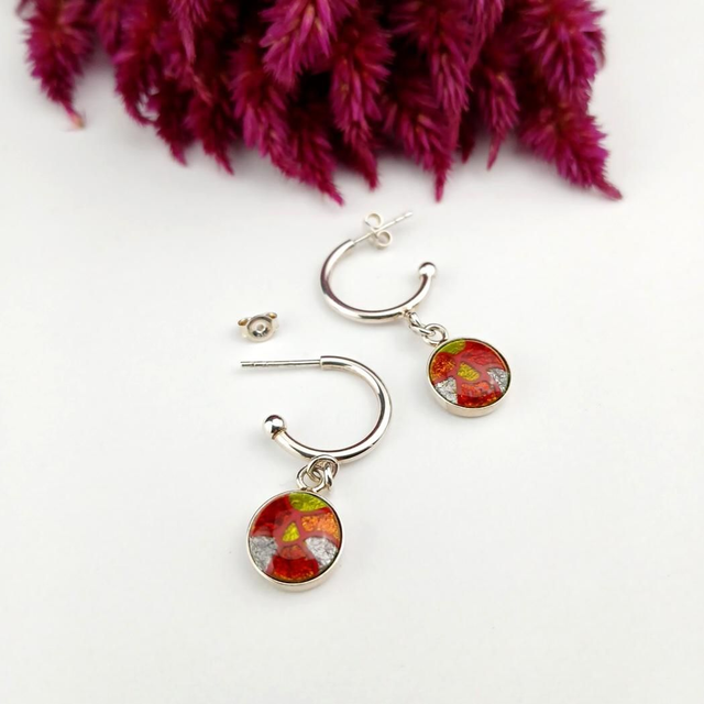 Boucles d'oreilles ''Anneaux Créoles" en émail