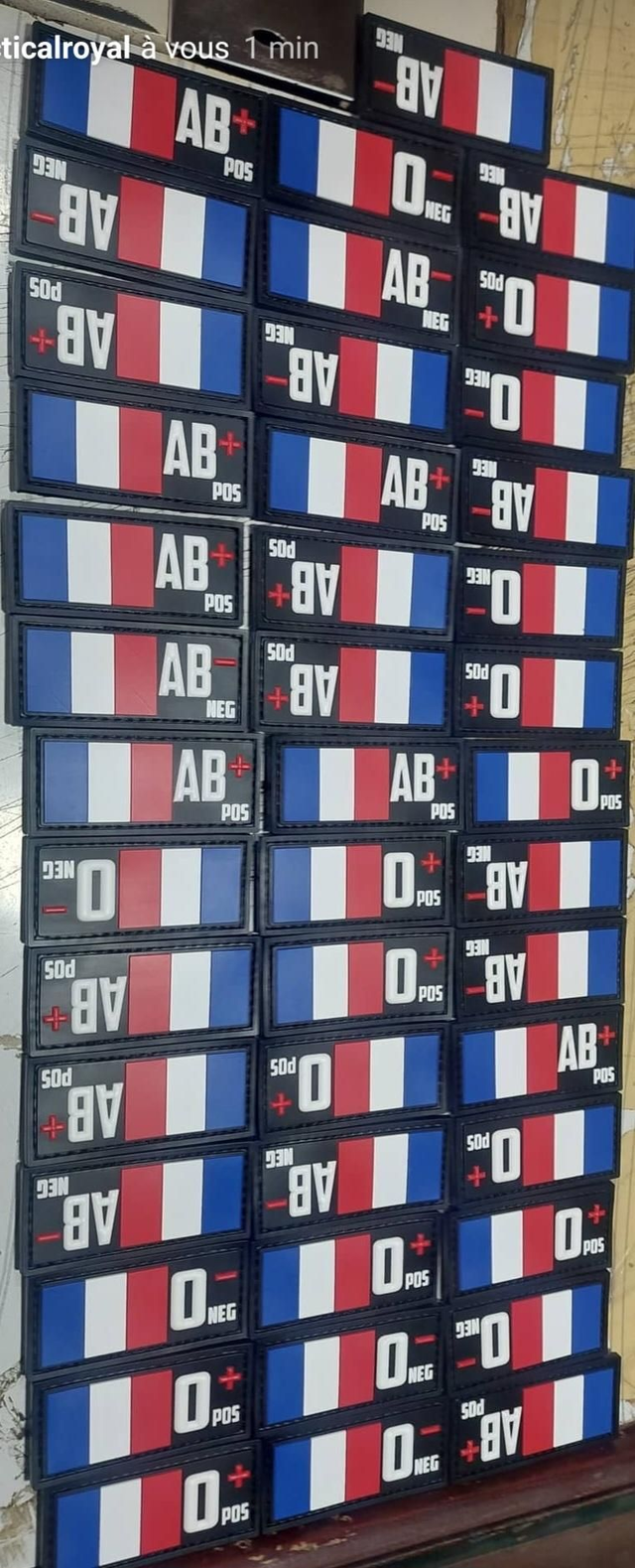 Patch pvc Groupe Sanguin drapeau France