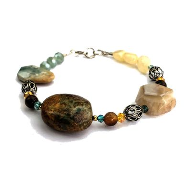  Armband met calciet en chrysopraas