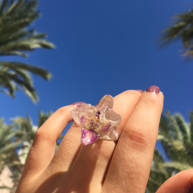 Minie pink Orchid ring