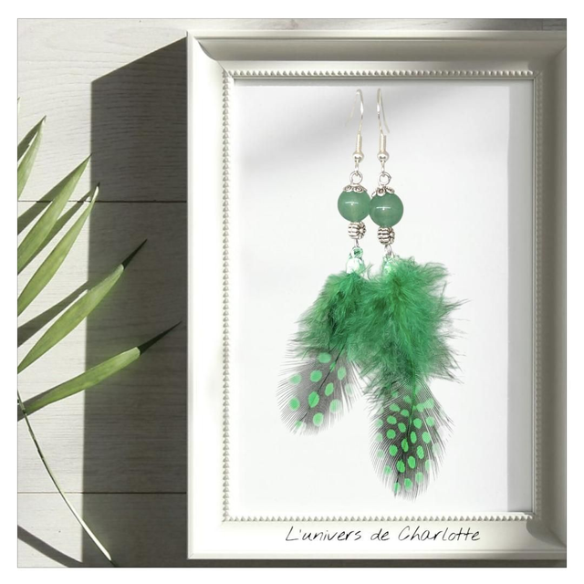 Boucles d&#039;oreilles &quot;Aventurine&quot; BO-007