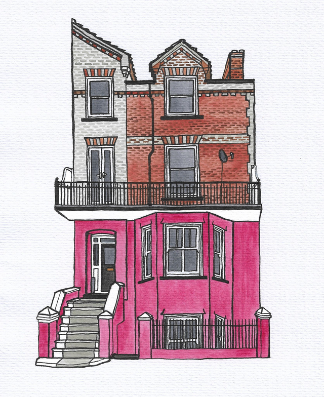 Building Illustration Original 8"x6"