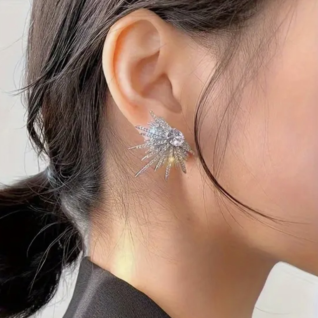 Sparkling winged stud earrings