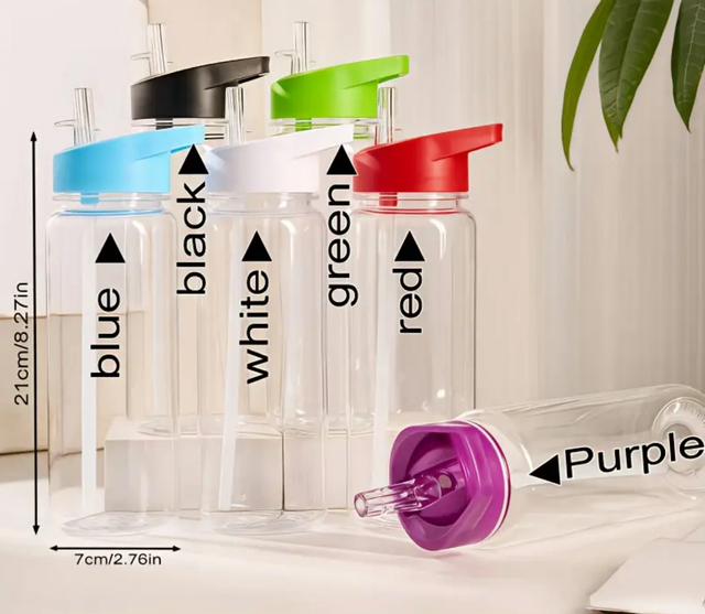 Personalized Custom Name Water Bottle with Straw & Leakproof Lid - Lightweight PS Bottle in Turquoise