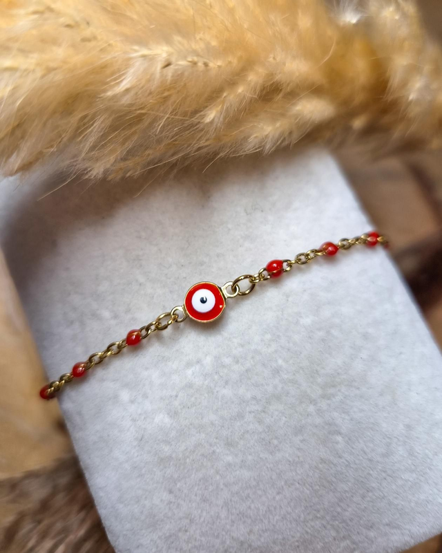 Bracelet "Oeil" - Modèle rouge et doré