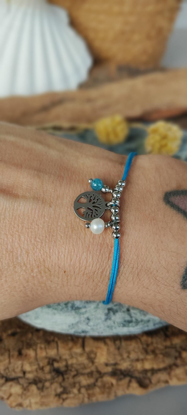 Bracelet CHIARA turquoise, arbre de vie et Apatite bleue