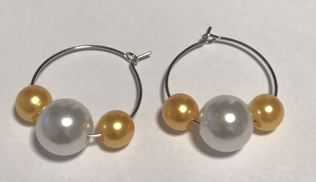 Yellow/White Dangling Earrings-YWD1771