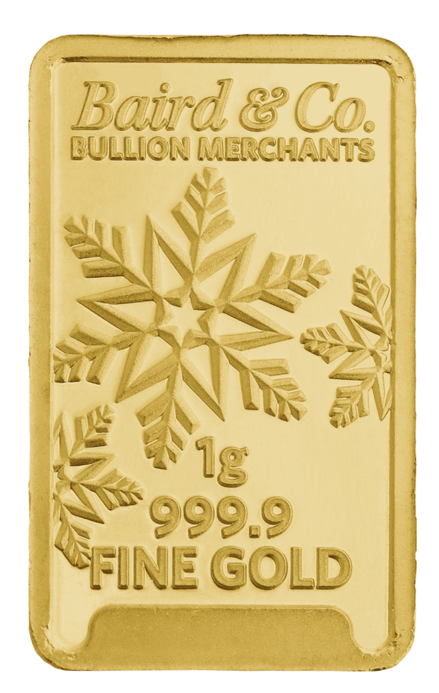 1gr MINTED Gold Christmas Bar .9999 Fine