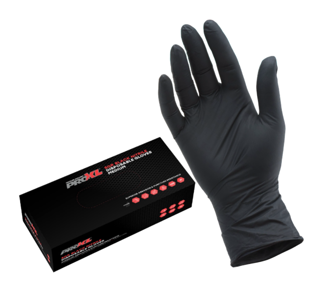 PROXL BLACK NITRILE GLOVES LARGE PK100