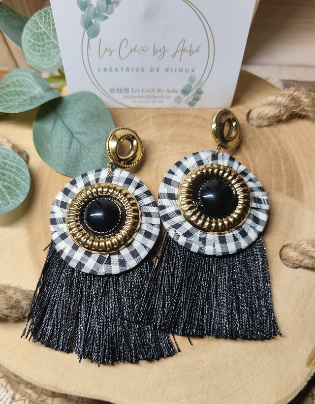 BO BIG BOHEME TISSU VICHY/ POMPONS NOIRS 0000229