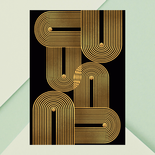 Golden Rhythm – Minimalist Geometric Wall Art / Rythme Doré – Art Mural Géométrique Minimaliste ( Serie 1 )