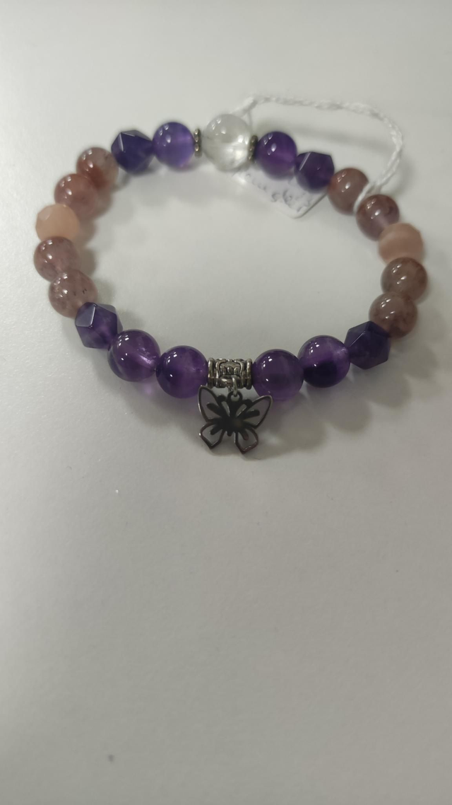 Bracelet améthyste et pierre de soleil