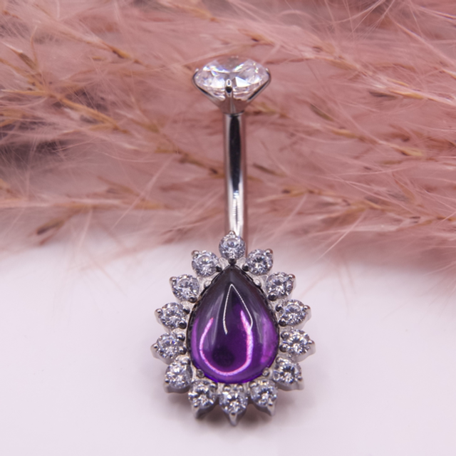 Nombril Pear Solar Pierres Naturelles - Amethyste  