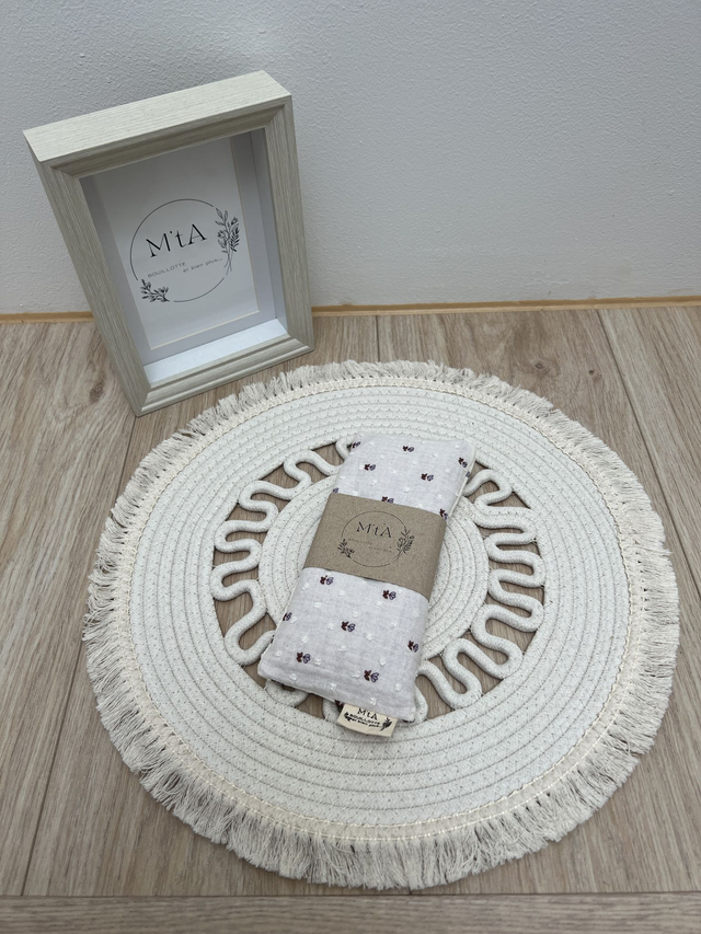 Bouillotte Déhoussable double gaze fleurs parme