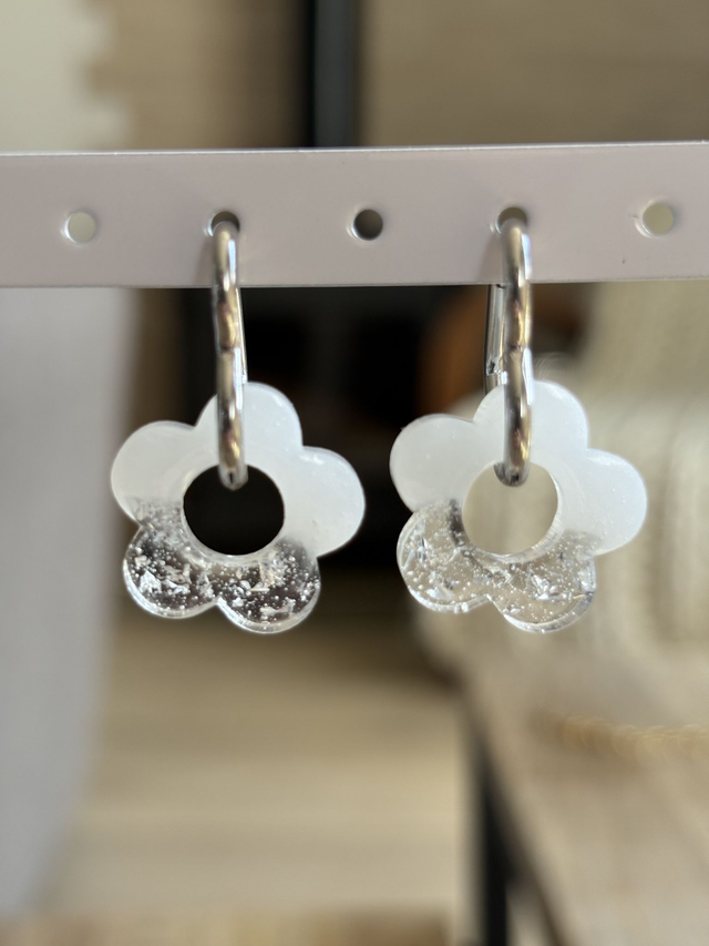 Pampilles THAÏS - blanche et feuilles argentées