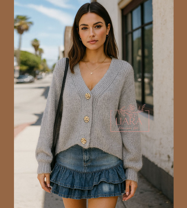 Kuschel Strickjacke Oversize Onesize grau