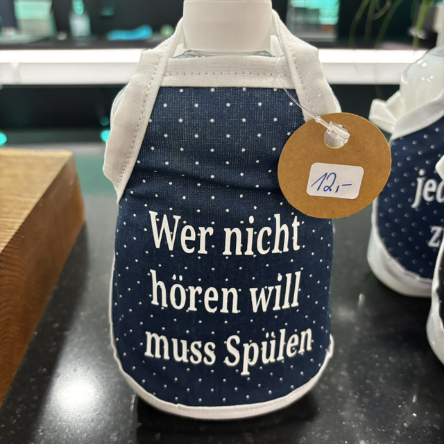 Spüliflaschenschürze ,,Wer nicht hören... incl. Spülmittel