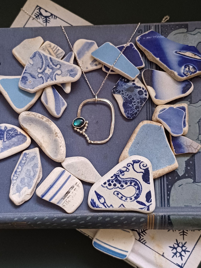 Mermaid Tail Paua Shell Pendant Necklace