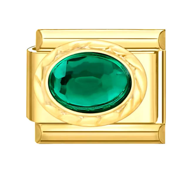 Charm Gema Verde Dorado