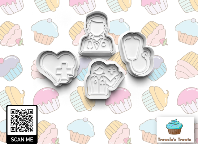Doctor/Nurse Theme Fondant/cookie stamps with cutters 