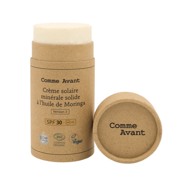 Crème Solaire SPF30 Minérale Solide à l&#039;Huile de Moringa Comme Avant - 80g