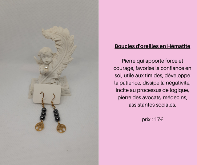111- Boucles d'Oreilles en Hématite