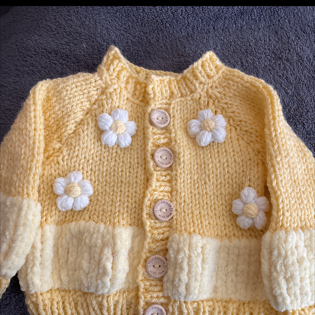 Yellow flower cardigan 6-12months