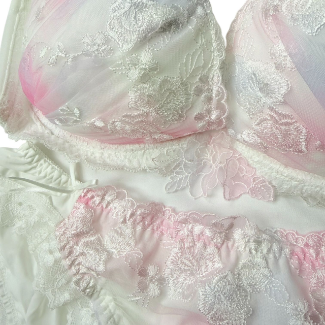 White + pink multicolour Japanese Bra + Underwear Set UK 34D