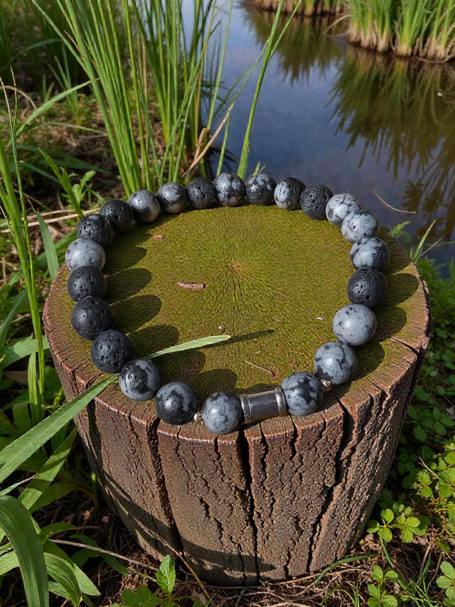 Bracelet Obsidienne Flocon De Neige - Ancrage &amp; Équilibre Intérieur
