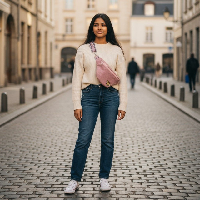 Banane Lainage Rose 2 + Porte Monnaie assorti