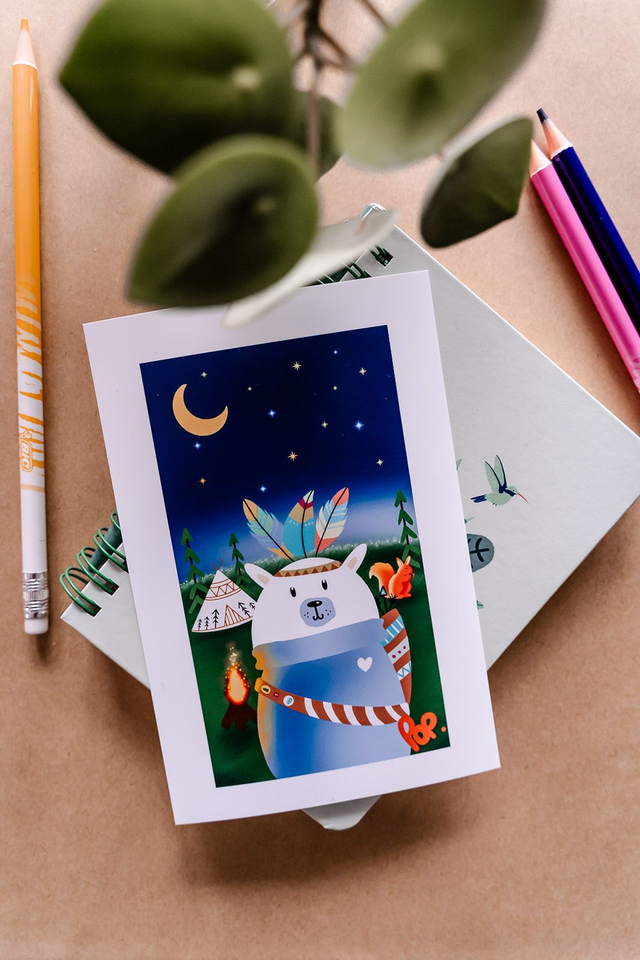 Illustration 10x15 - Pop nuit au camping