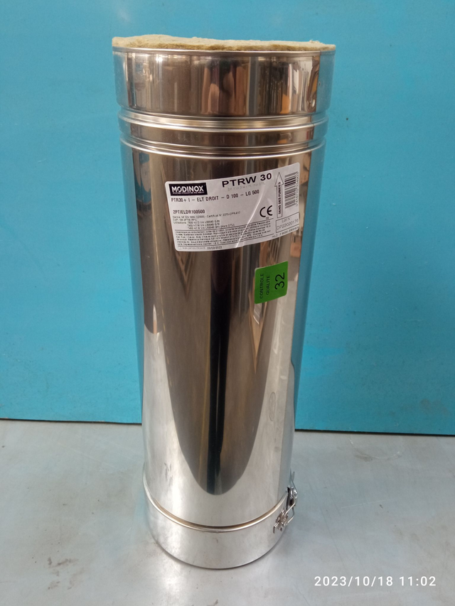 PTR30 - élément droit 500 D100 INOX - 2PTIELDR100500 