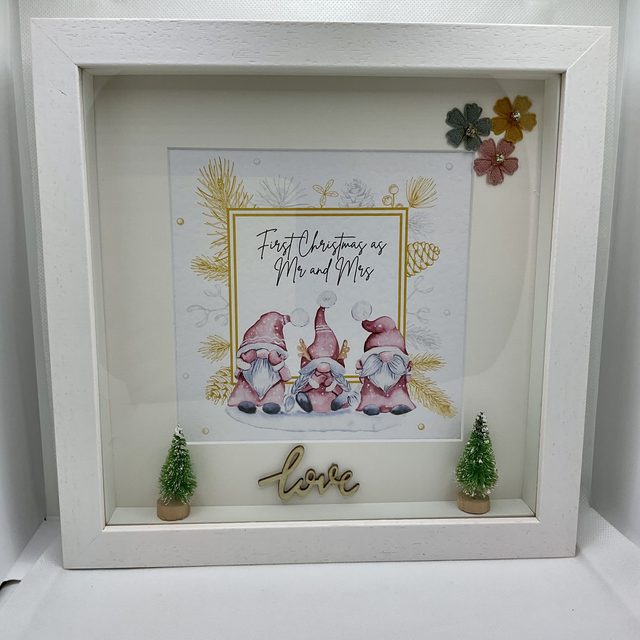 Personalised First Christmas as Mr&amp;Mrs frame. Handmade gift.