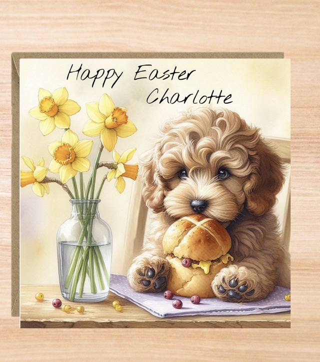 Personalised Cockapoo Dog Easter Card