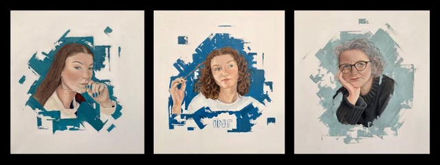 Marnie, Violet, Lynn - prints of a series of three acrylic portraits on canvas by Marnie Falla