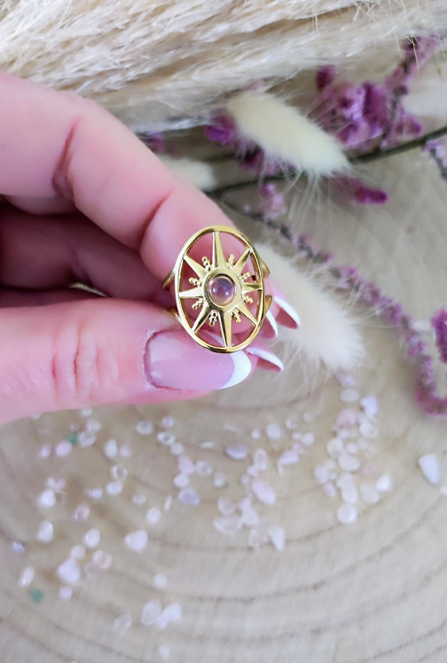 Bague Étoile Améthyste acier